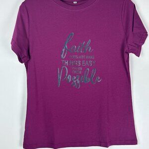 Women's Crew Neck Faith Does Not Make Things Easy Screen Tee